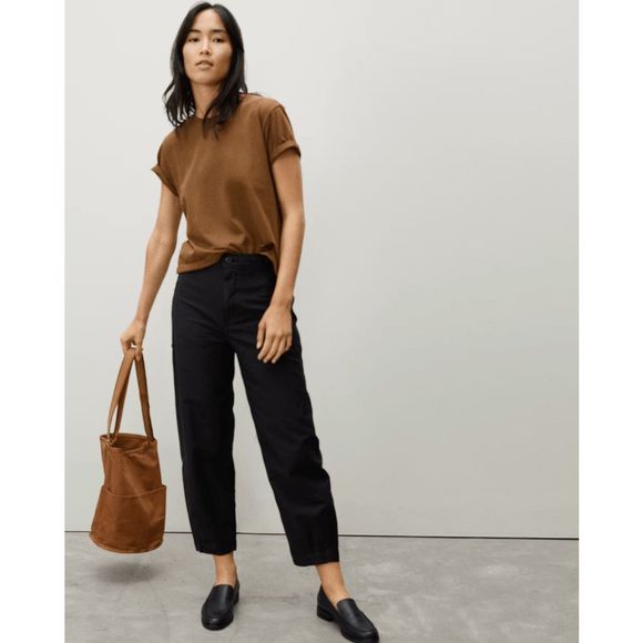Everlane Pants - Everlane Womens Black Lightweight Casual Cropped The Fatigue Barrel Pants